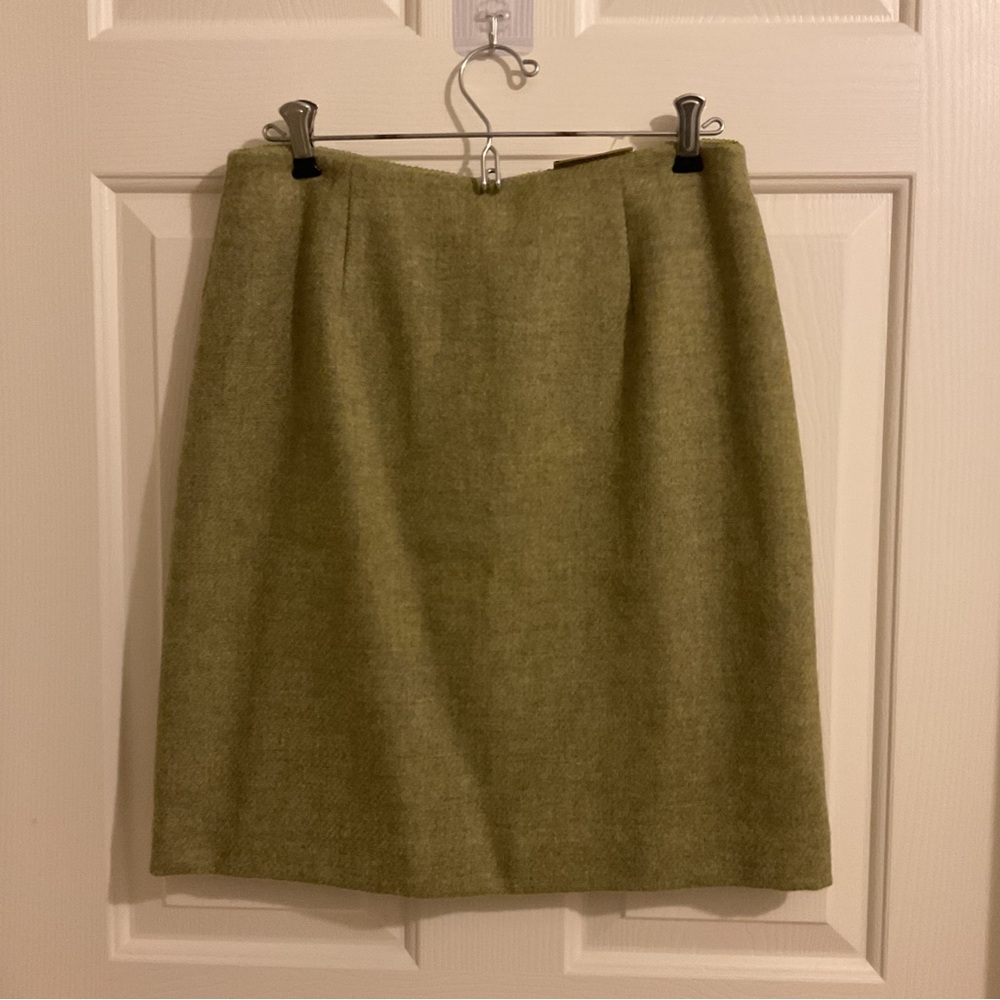 Ann Taylor Light Olive Wool Pencil Skirt